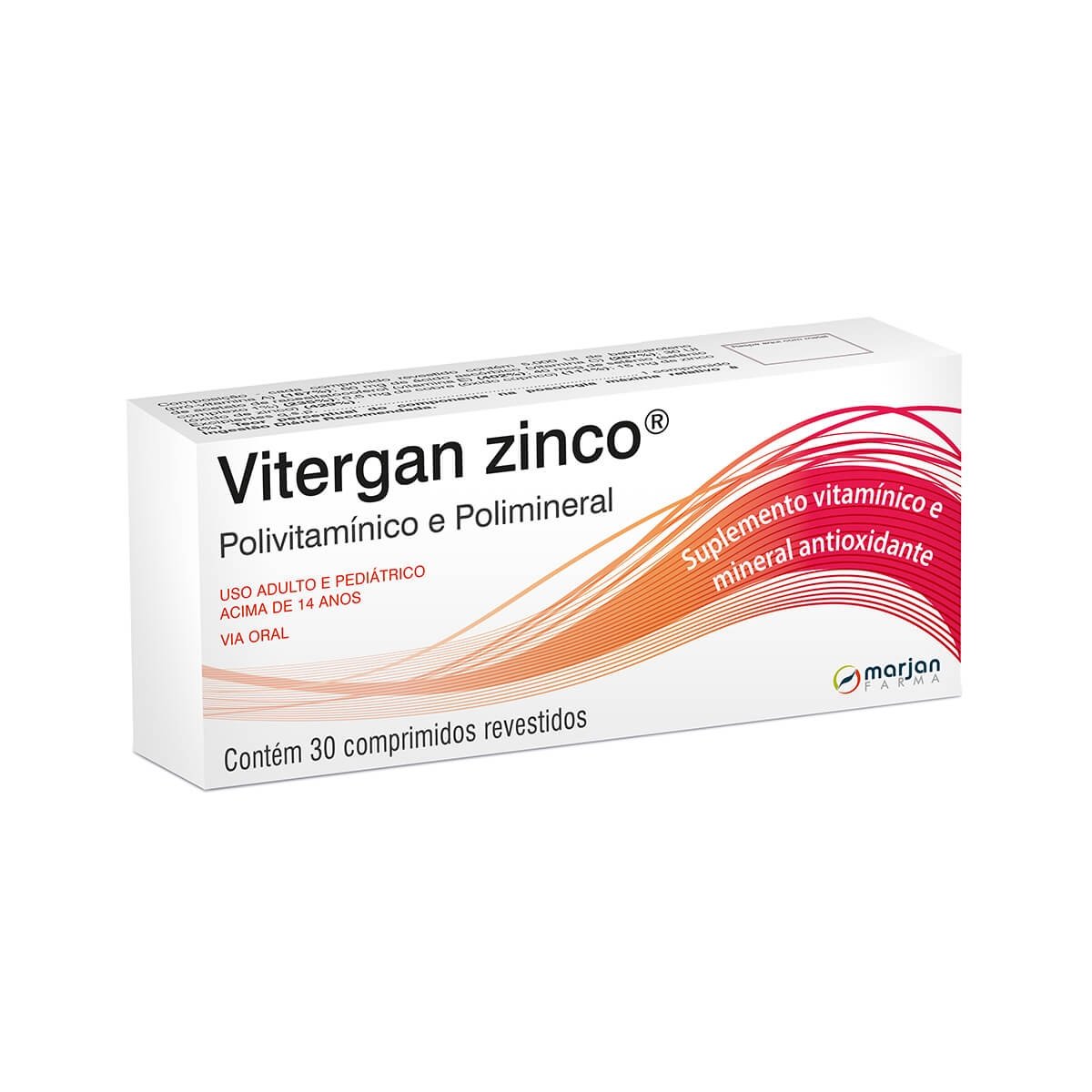 Vitergan Zinco 15Mg Marjan Farma Caixa Com 30 Comprimidos