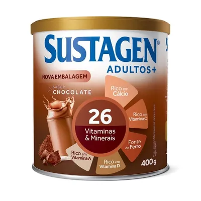 Pó p/Preparo de Bebida Chocolate Sustagen Adultos+ Lata 400g