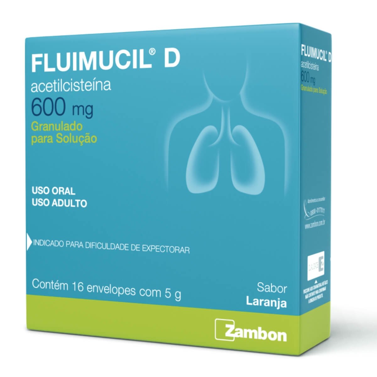 Fluimucil D 600mg Granulado 16 Envelopes 5g - ZAMBON