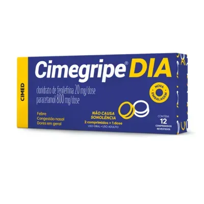 Cimegripe Dia Cimed Caixa Com 12 Comprimidos Revestidos