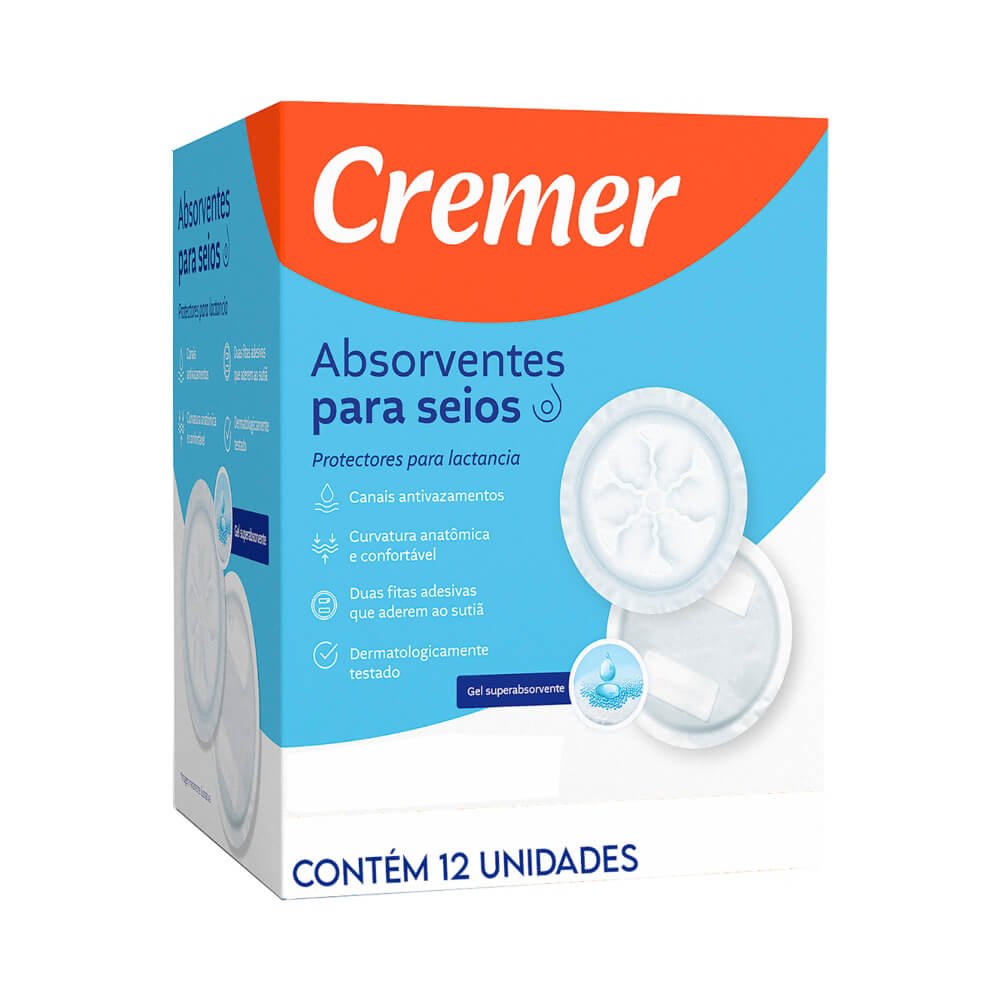 Absorventes Cremer Para Seios Com 12 Unidades