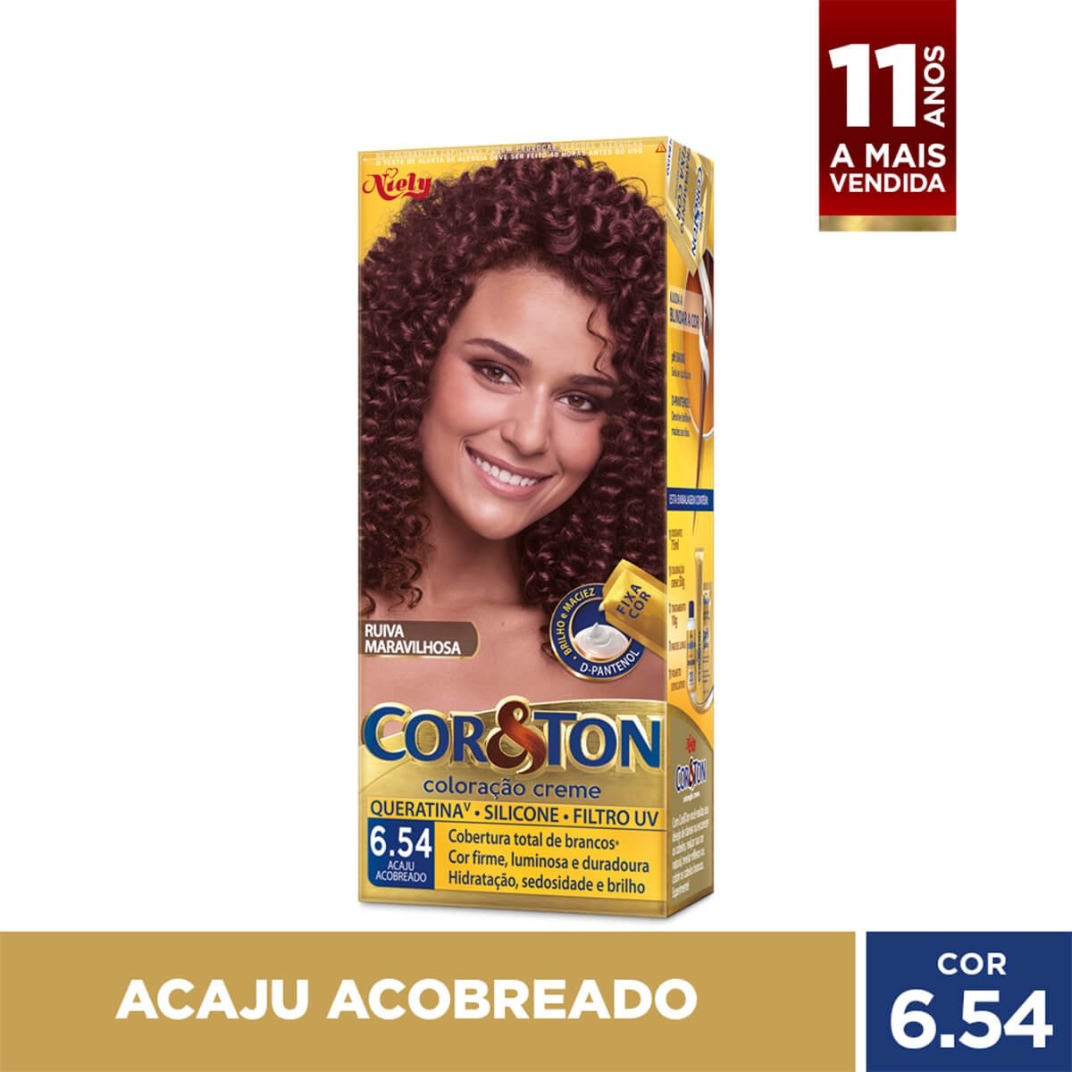 Tintura Creme Cor&Ton Niely 6.54 Acaju Acobreado