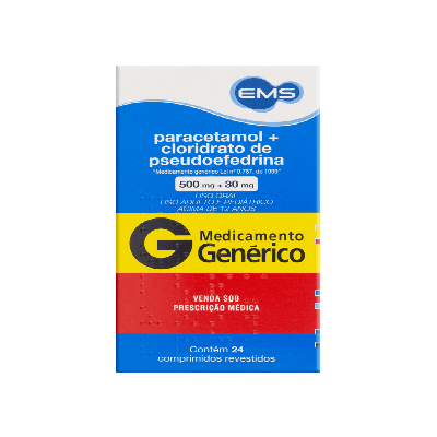 Paracetamol 500mg+Pseudoefedrina 30mg 24 Comprimidos - EMS