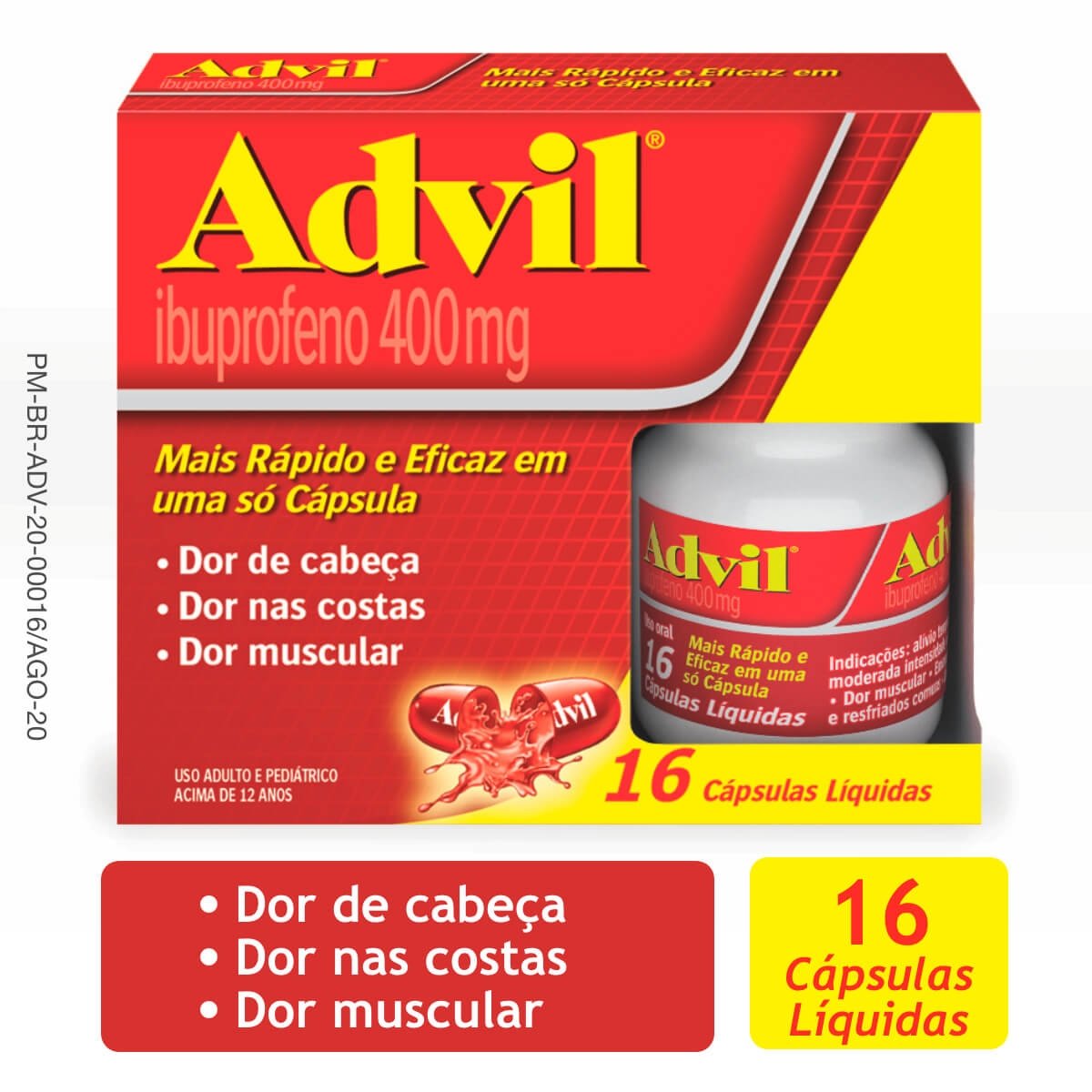 Advil Extra Alívio Ibuprofeno 400Mg Haleon Com 16 Cápsulas