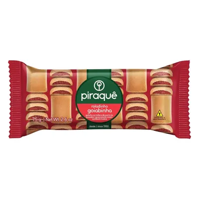 Biscoito piraque roladinho de goiaba 75g