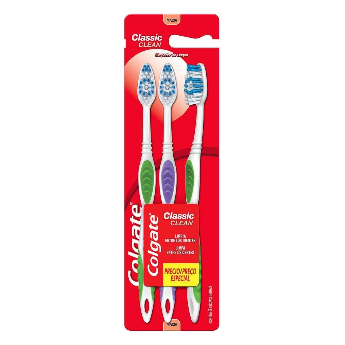 Escova Dental Classic Clean 3 Unidades - COLGATE
