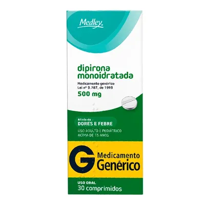 Dipirona Monoidratada 500Mg Medley Com 30 Comprimidos