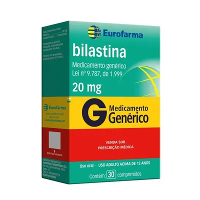 Bilastina 20Mg Eurofarma Caixa Com 30 Comprimidos