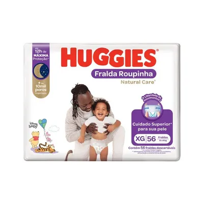 Fralda Huggies Roupinha Natural Care XG Hiper 56 Unidades