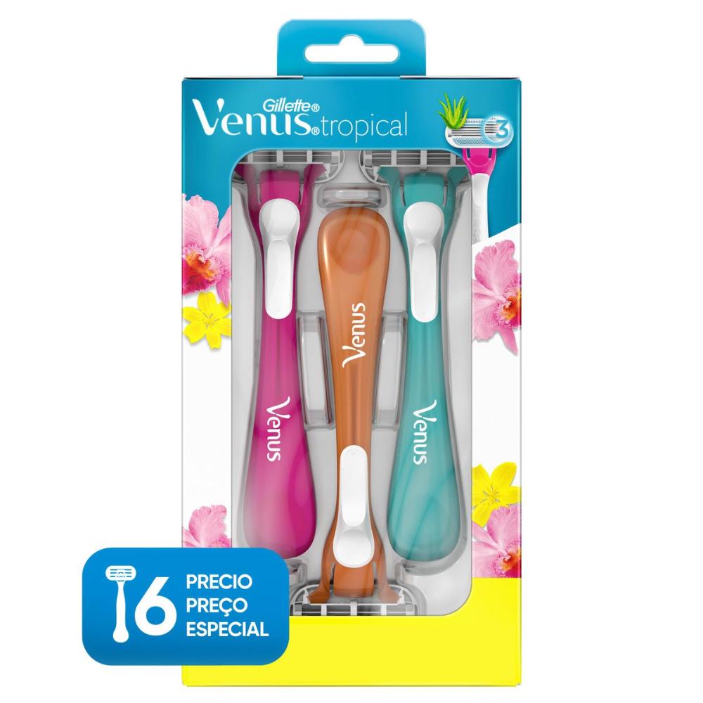 Aparelho de depilação gillette venus tropical 6 unidades