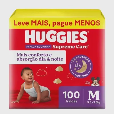 FRALDA HUGGIES ROUPINHA SUPREME CARE M MAX 100UN
