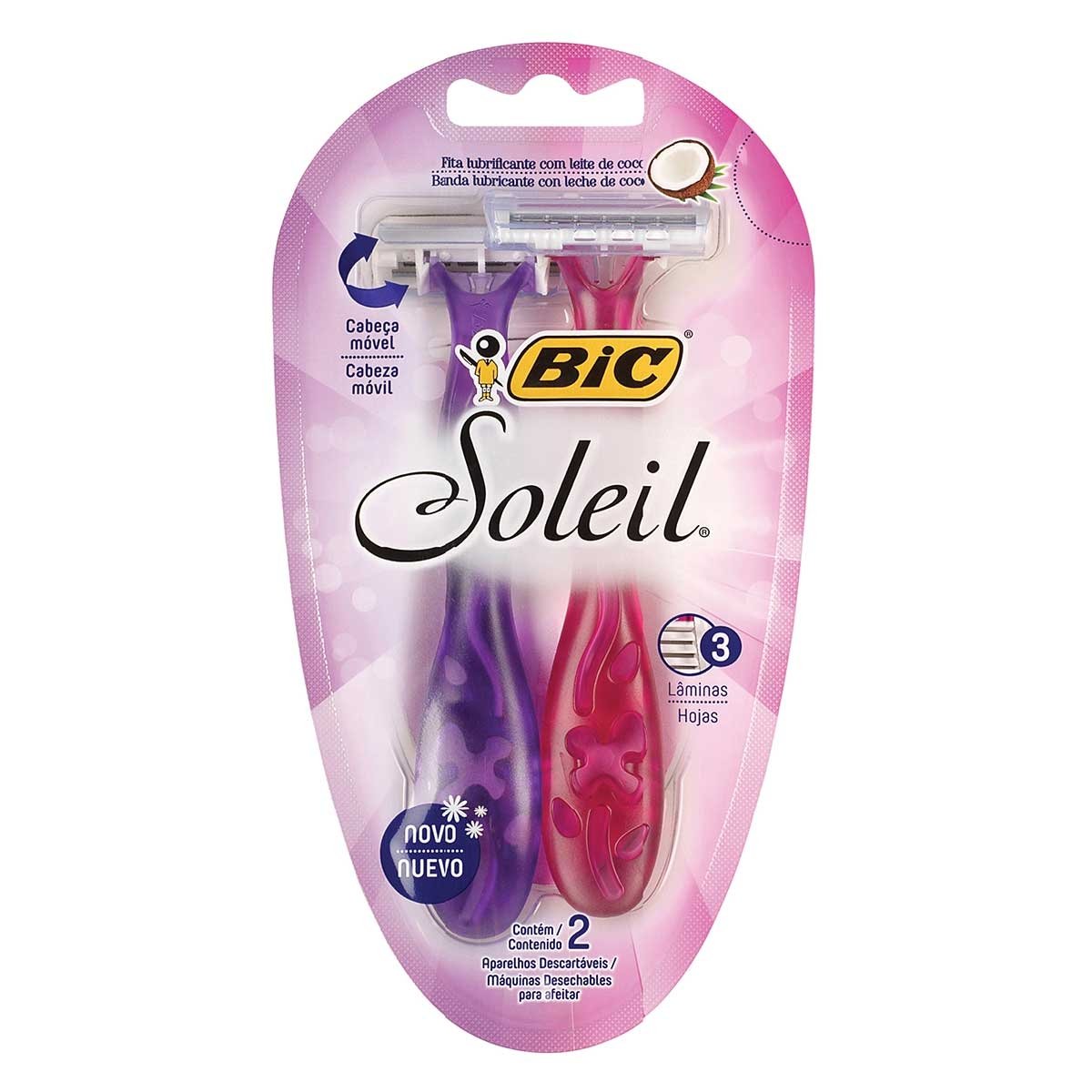 Aparelho Depilatório Bic Soleil Rosa e Roxo 2 Unidades
