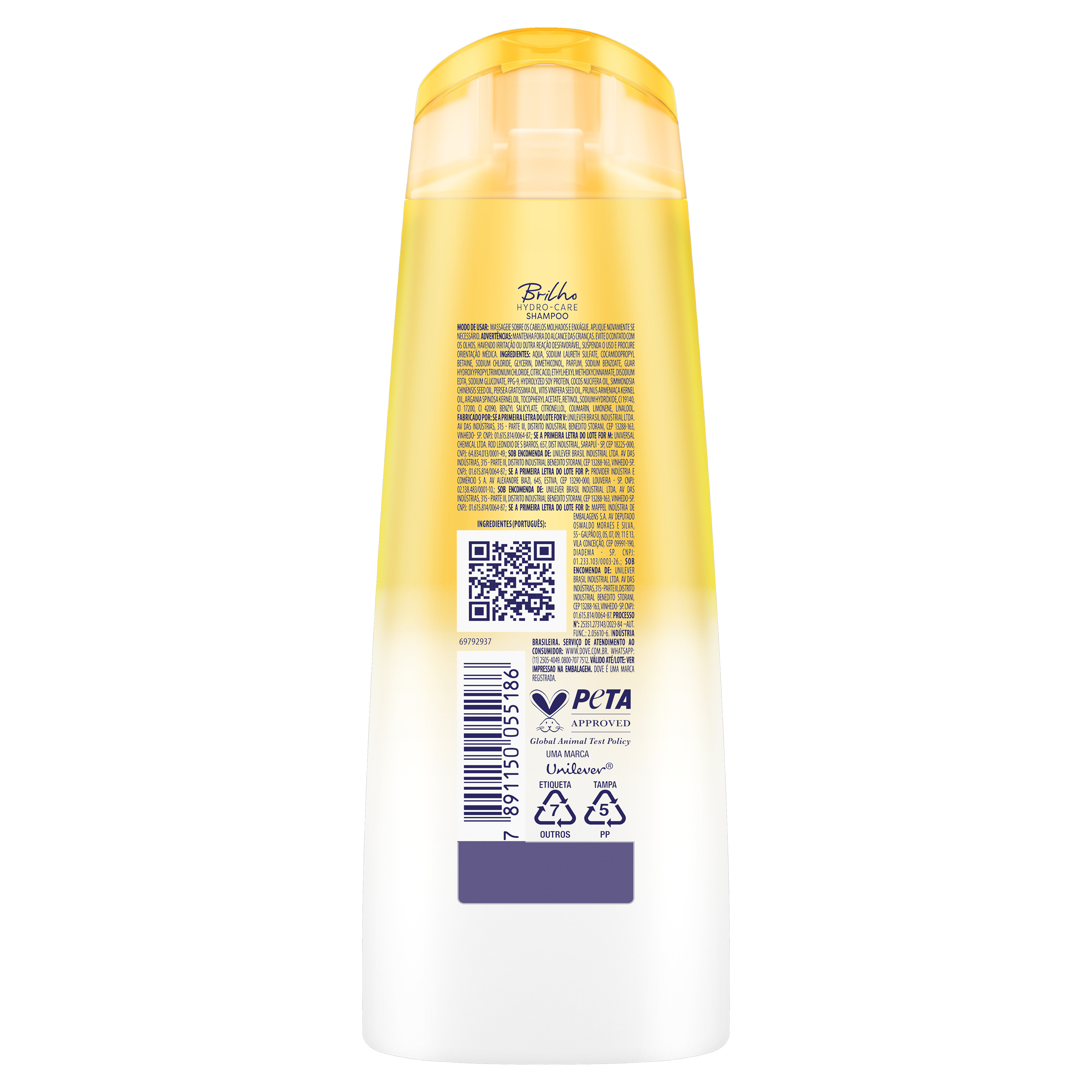 Shampoo Dove Brilho + Óleo Micelar Frasco 200ml