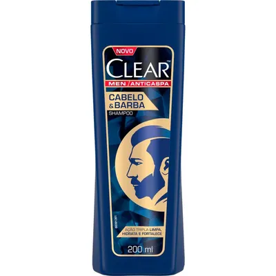 Shampoo Anticaspa Clear Men Cabelo & Barba Frasco 200ml