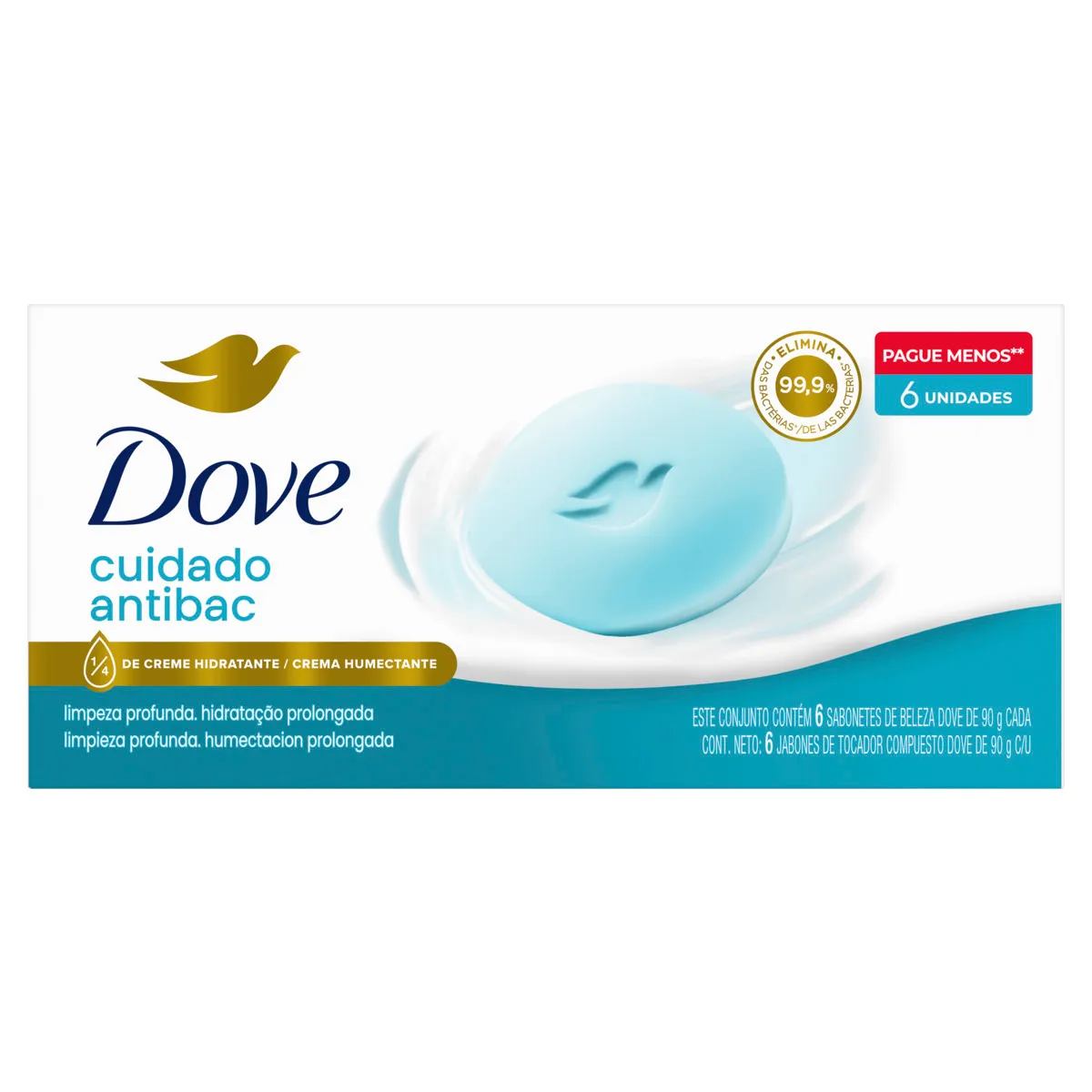Sabonete em Barra & Protege 6 Uni 90g Cada Lv+Pg- - DOVE