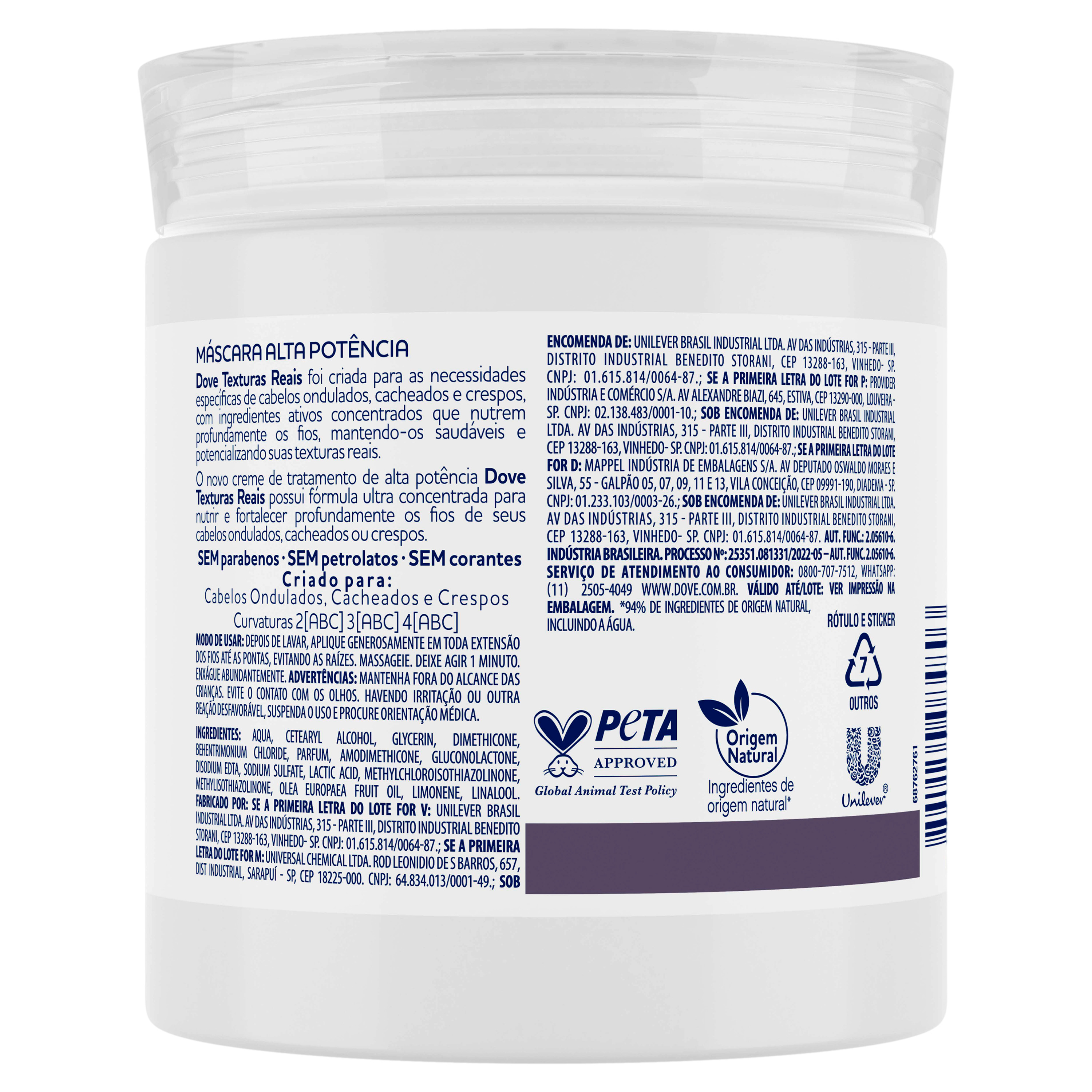 Creme de Tratamento Dove Cacheados e Crespos 500g