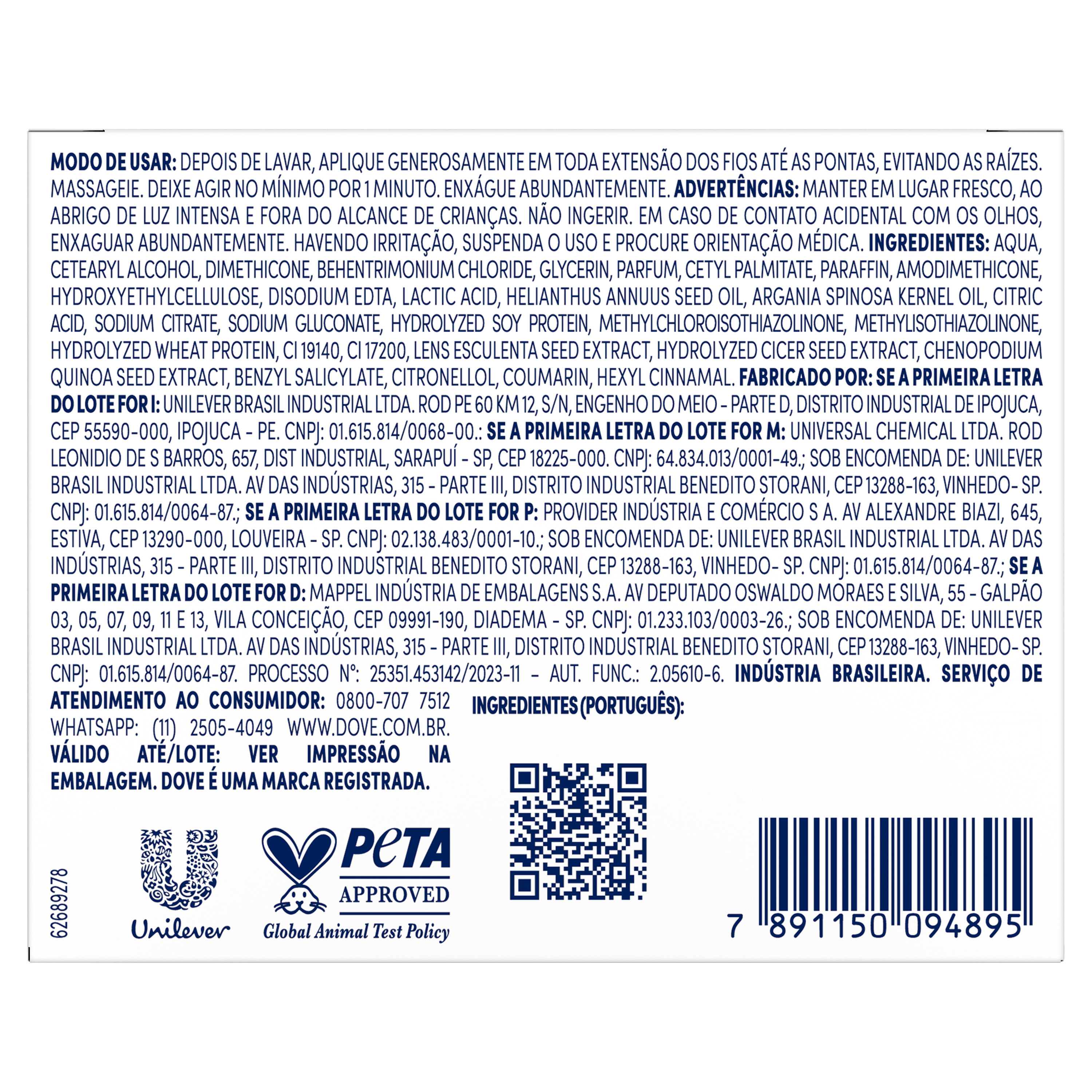Máscara de Tratamento 10em1 Nutrição 270g - DOVE