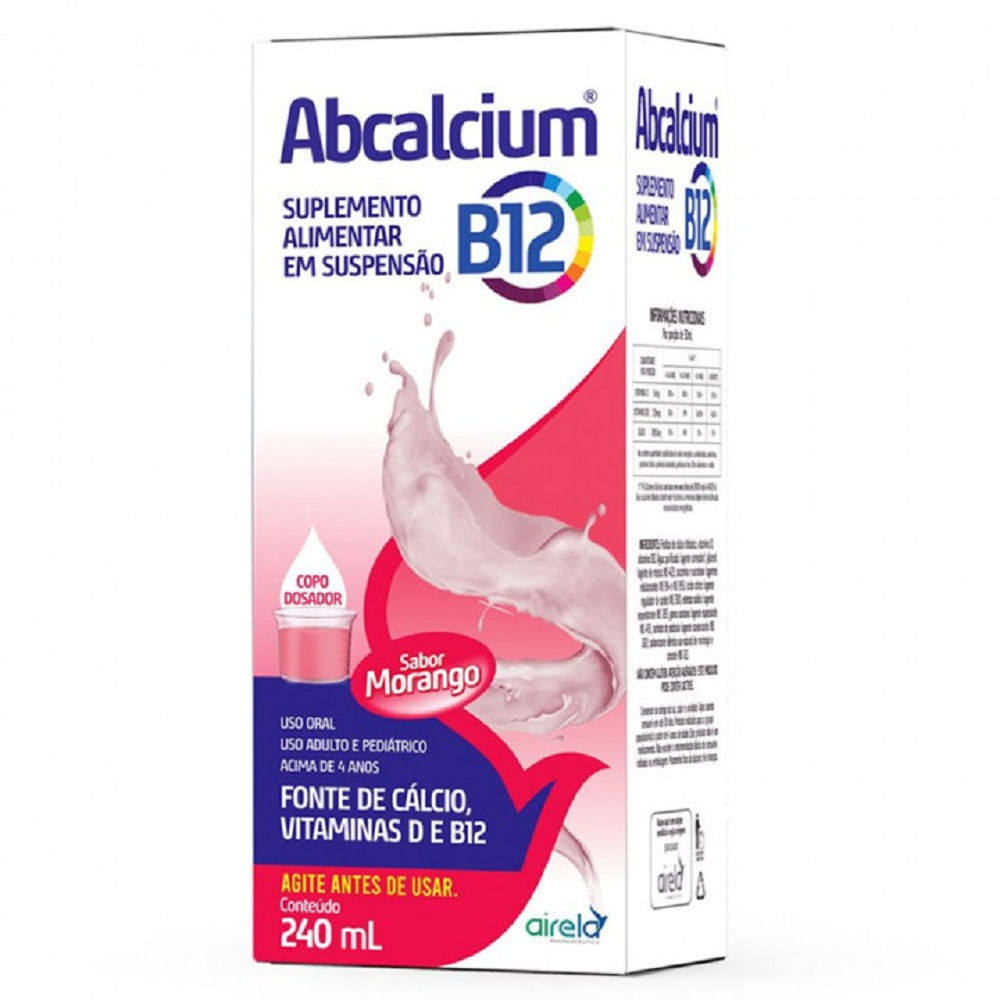 Abcalcium B12 240mL de suspensão de uso oral, sabor morango