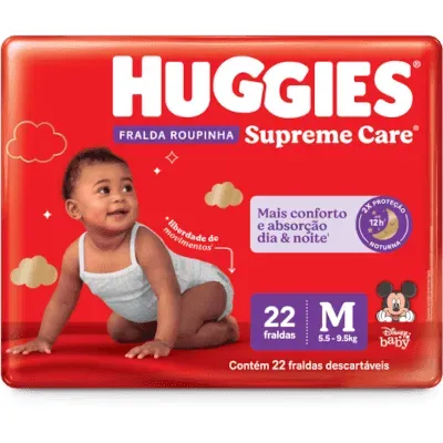 Fralda Huggies Supreme Care M - Roupinha - 22 unidades