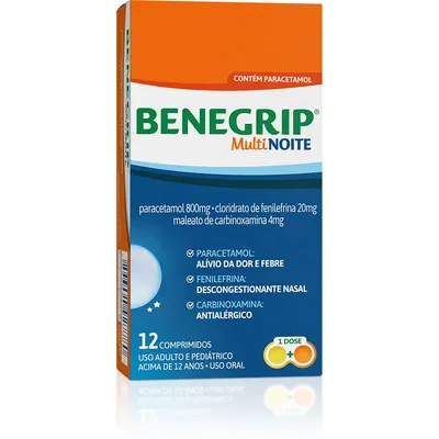 Benegrip Multi Noite Hypera Caixa Com 12 Comprimidos