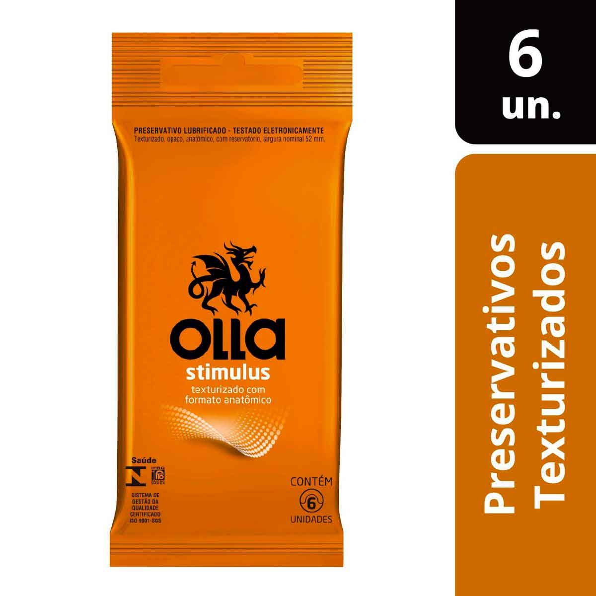 Preservativo Masculino Lubrificado Texturizado Olla 6Unidade