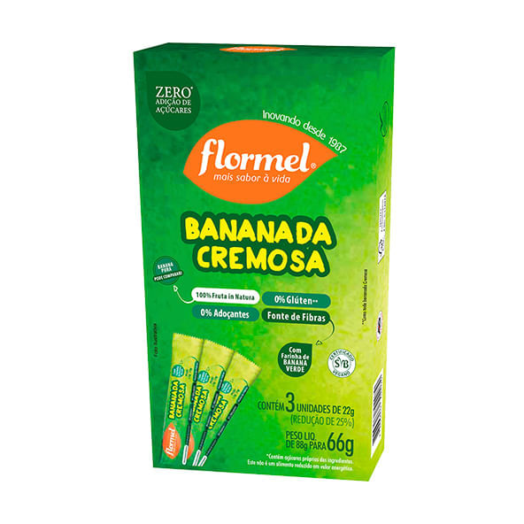 Bananada Cremosa Zero Açúcar com 22g - FLORMEL