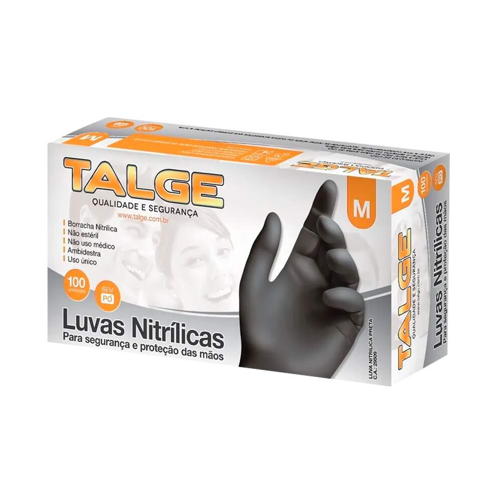 Luva Nitrilica Preta Sem Po Tamanho M 100 Unidades - TALGE