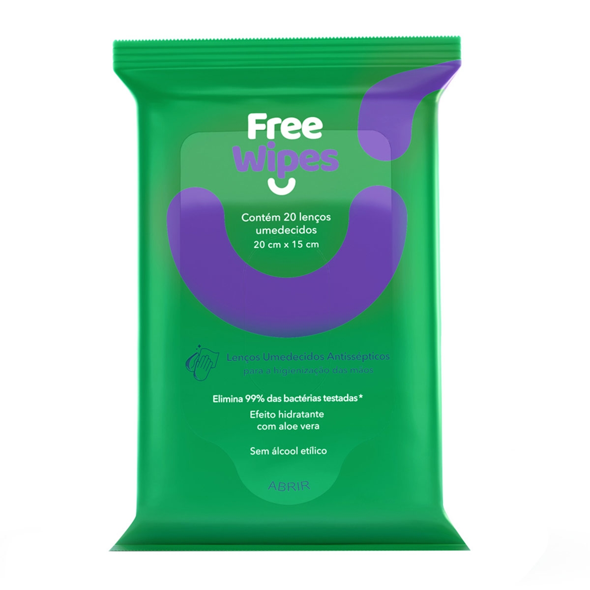 Lenço Umedecido Antisséptico Free Wipes 20 Unidades