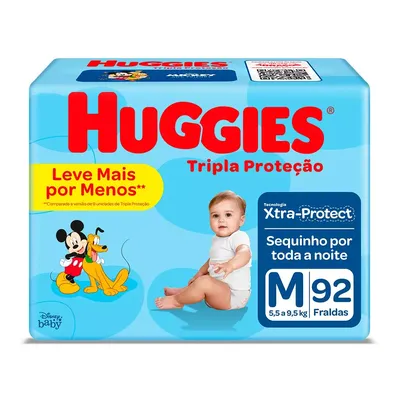 Fralda Huggies Tripla Proteção M 92 unidades