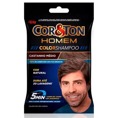 Shampoo Cor&Ton Homem Castanho Medio 4.0
