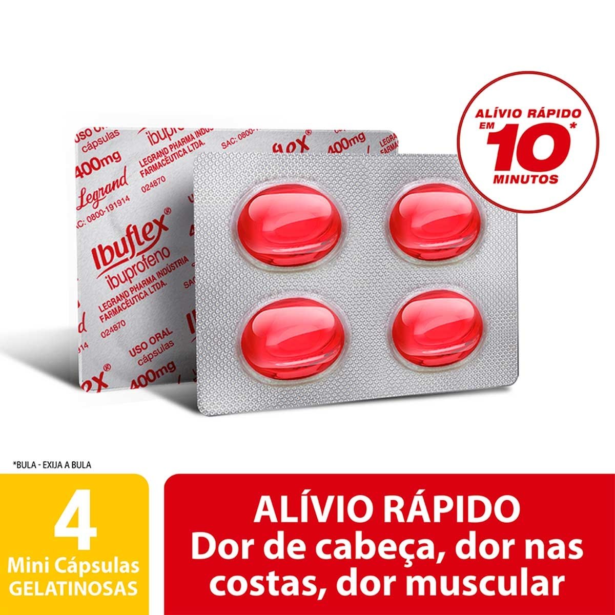 Ibuflex 400Mg Com 4 Cápsulas Gelatinosas