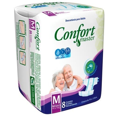 Fraldas Geriátricas Confort Master Médio Pacote 8Un