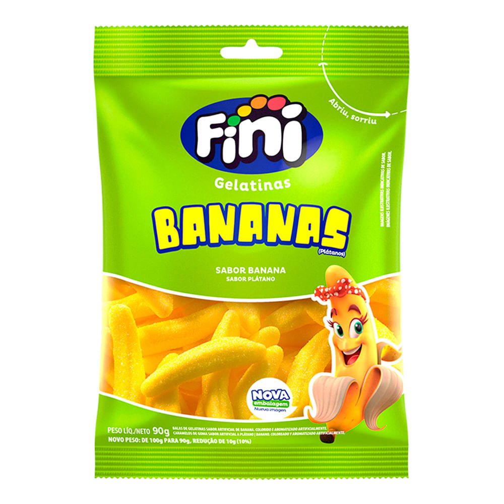 Bala De Gelatina Bananas Fini 90G
