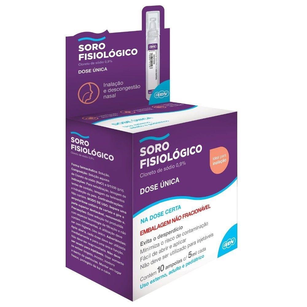 Soro Fisiologico 0,9% Adv Ampola 5Ml Caixa Com 10 Unidades