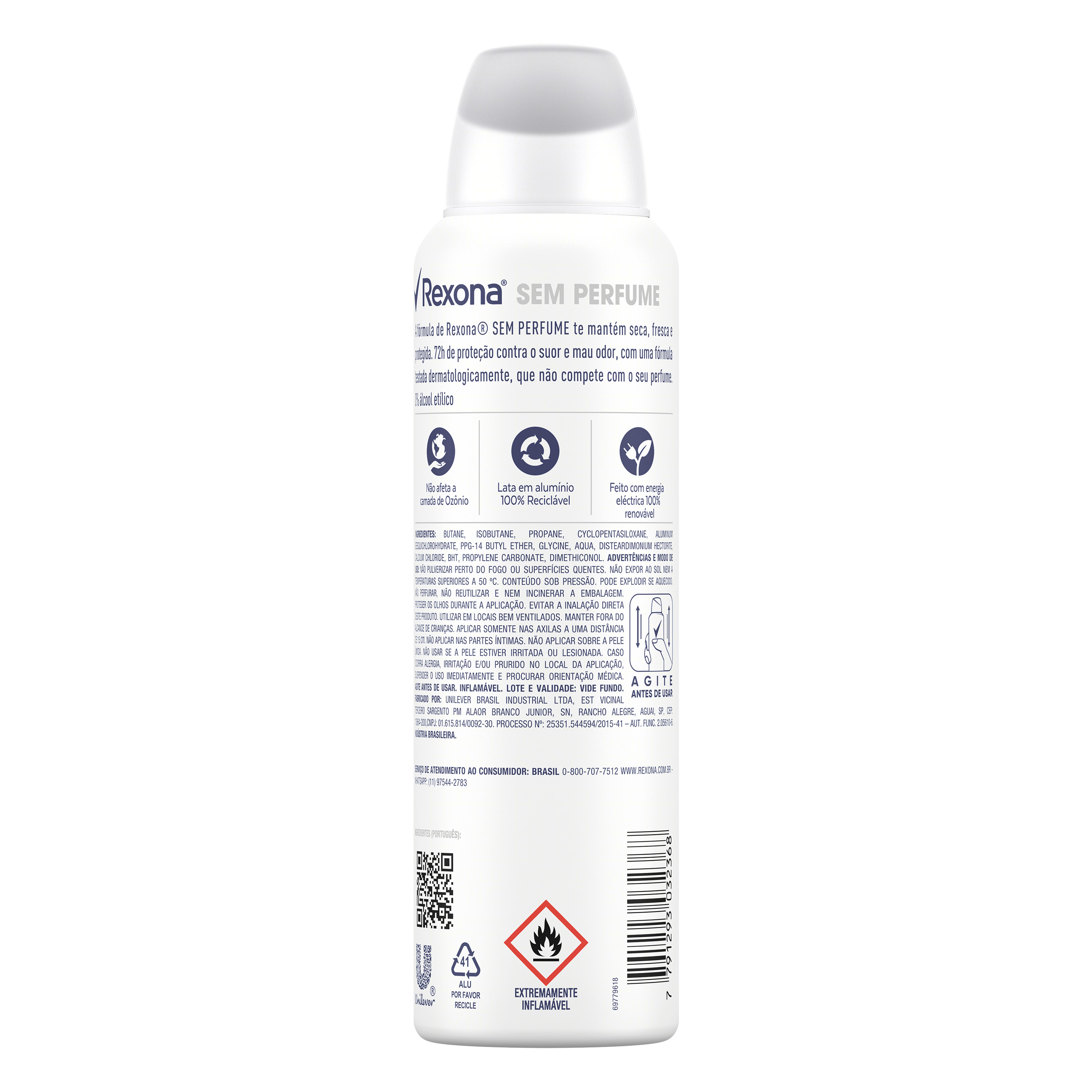 Antitranspirante Aerosol Sem Perfume Rexona 150Ml