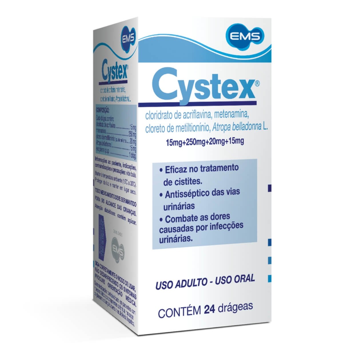 Cystex Com 24 Drágeas 15Mg/250Mg/20Mg