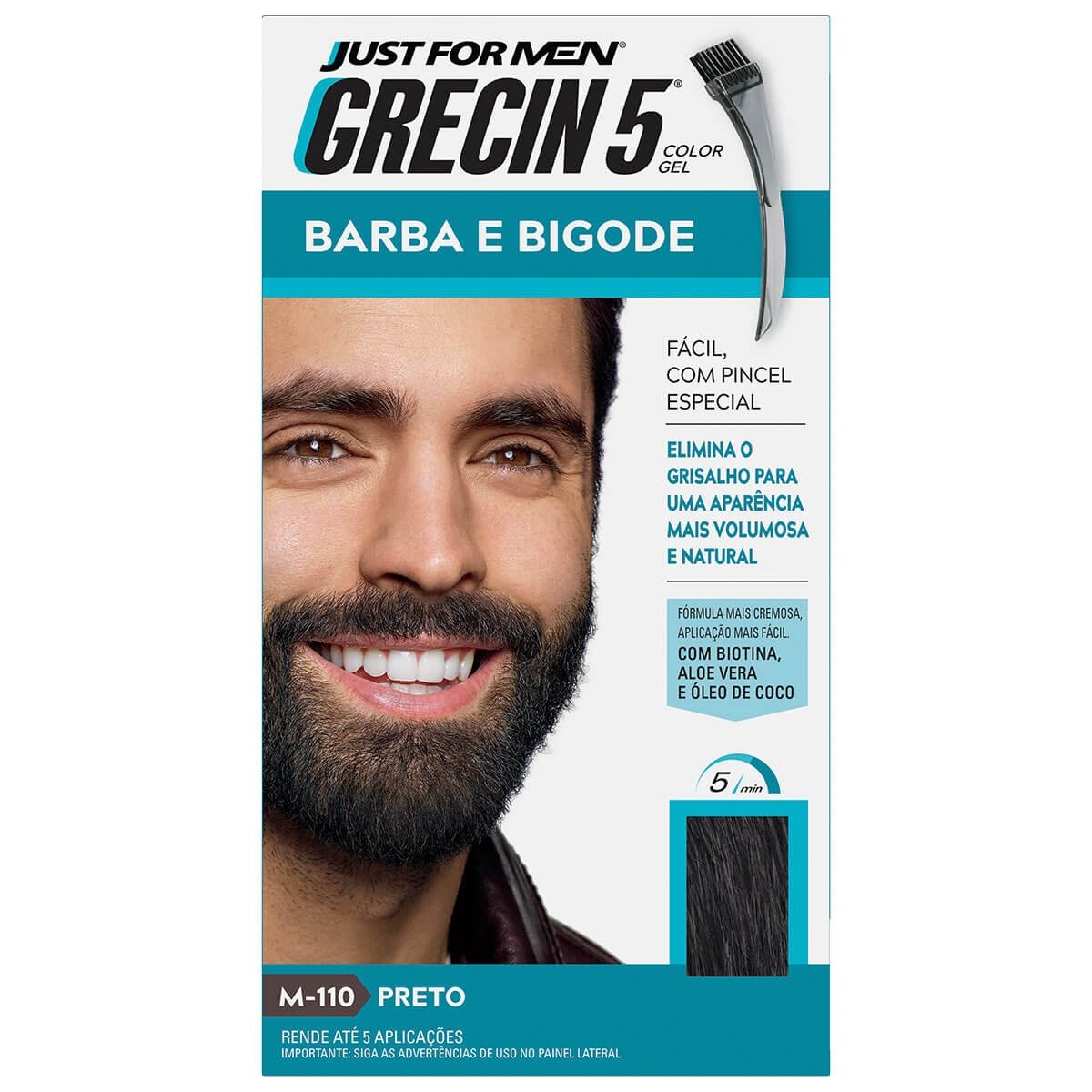 Color Gel Barba e Bigode Grecin 5 Castanho Escuro 28g