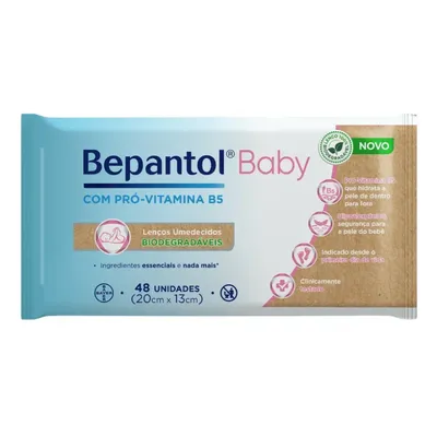 Lenço Umedecido Bepantol Baby Biodegradável Com 48 Unidades