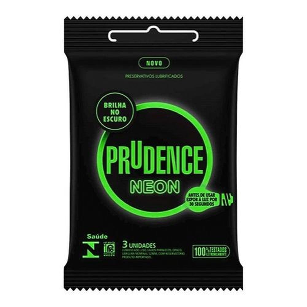Preservativo Masculino Lubrificado Neon Prudence 3 Unidades