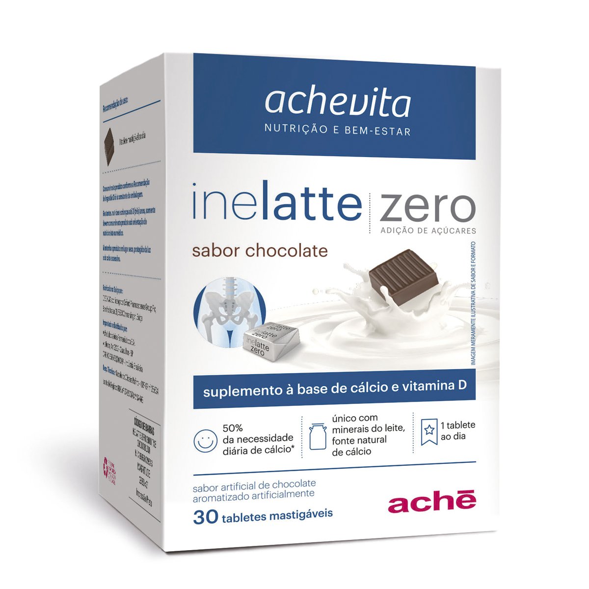 Inelatte Zero Açúcar Sabor Chocolate 30 tabletes - ACHEVITA