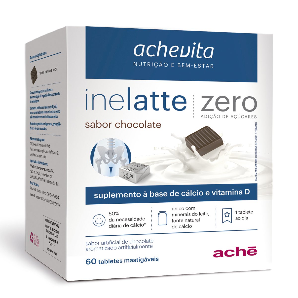 Inelatte Zero Açúcar Chocolate 60 Tabletes