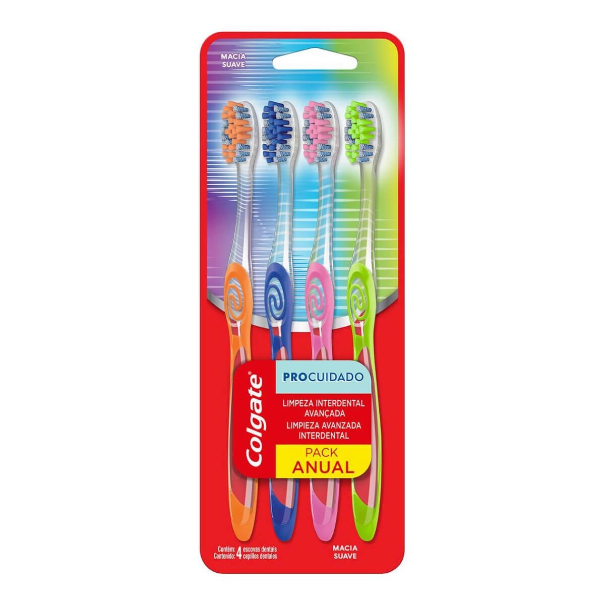 Escova de Dente Colgate Pro Cuidado Macia com 4 unidades