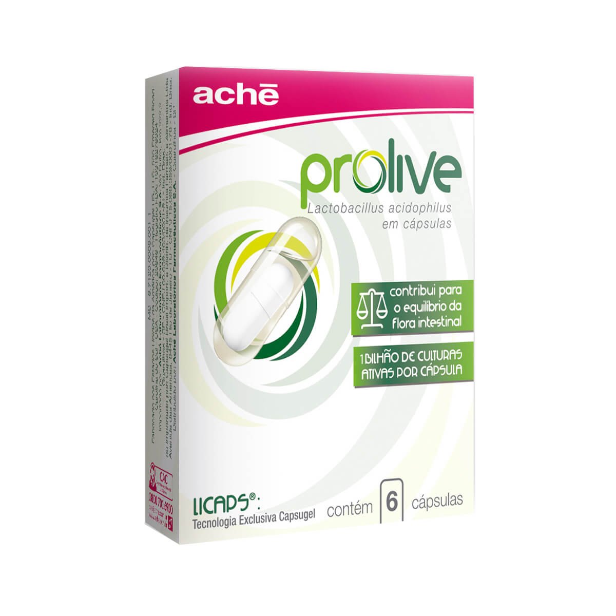 Suplemento Probiótico Prolive com 6 cápsulas