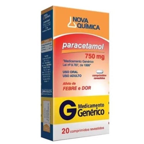 Paracetamol Nova Química 750mg Caixa com 20 Unidades