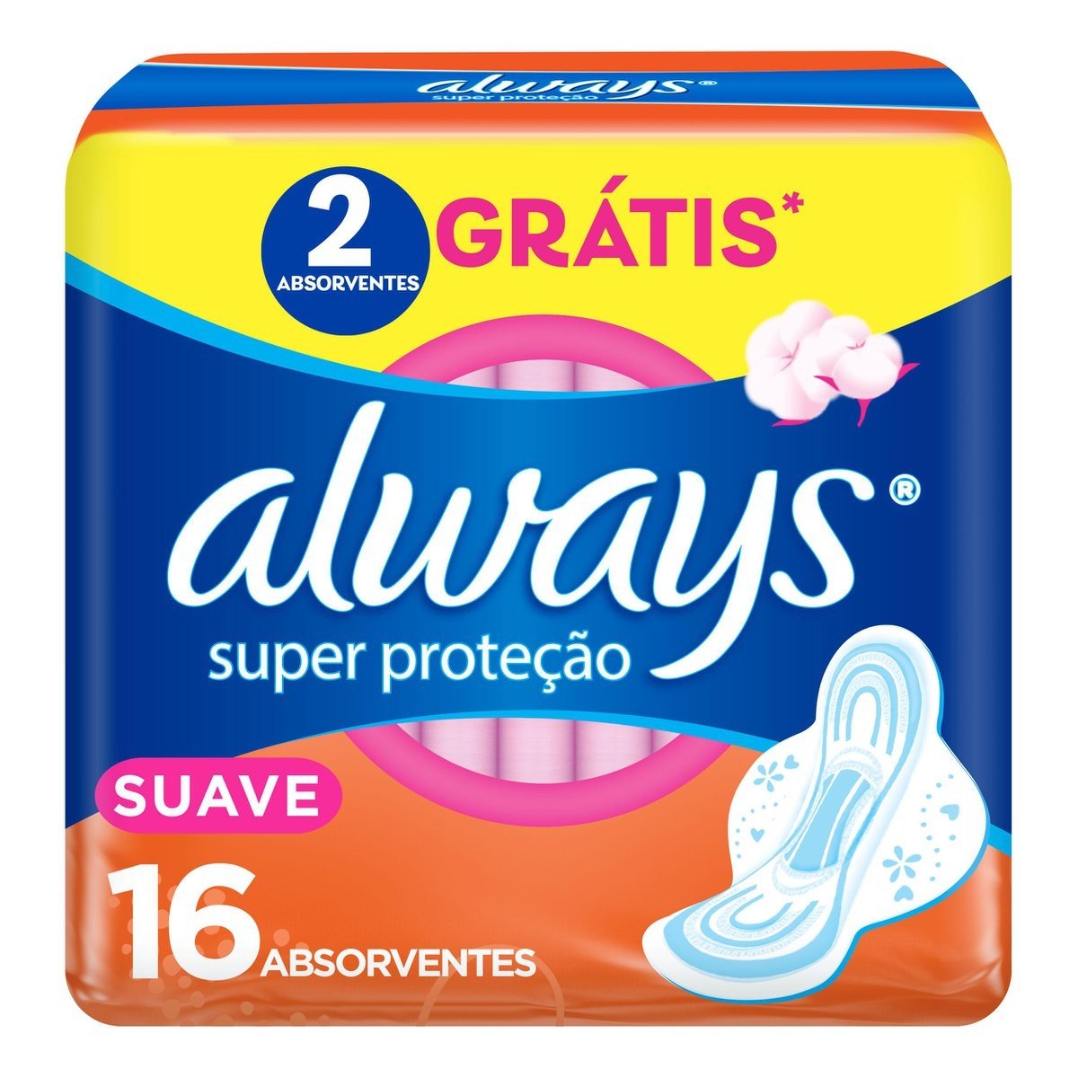 Absorvente Always com Abas Suave Pacote 16 Unidades