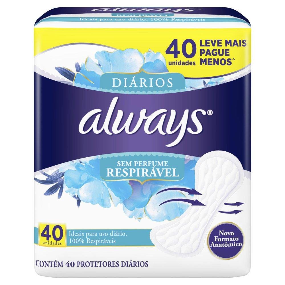 Protetor Diário Always Respirável 40 Unidades