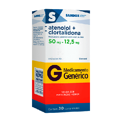 Atenolol 50mg+Clortalidona12,5mg 30 Comprimidos - SANDOZ