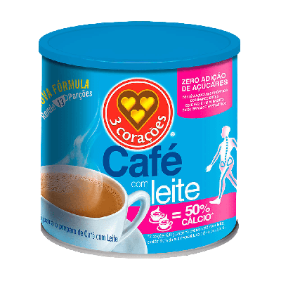 CAFÉ COM LEITE SOLÚVEL 3 CORAÇÕES LATA 265G