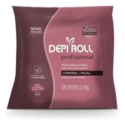 Cera Depilatória Bloco Depi Roll Quente Rosa 500g