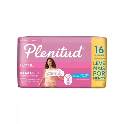 Roupa Íntima Plenitud Femme G/XG 16 Unidades - KIMBERLY